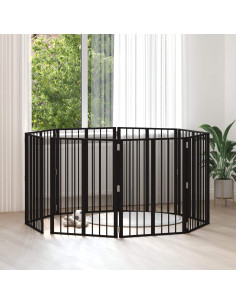 Cancello per cani 8 pcs Nero 60 x 80 cm Acciaio zincato