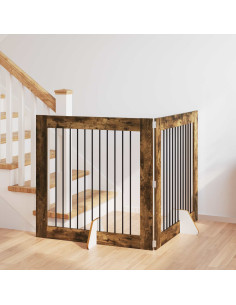 Cancello per cani con supporti 2 pcs Rovere Fumo 100 x 100 cm