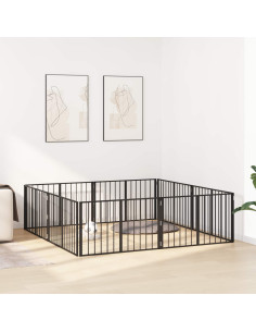 Cancello per cani 8 pcs Nero 100 x 60 cm Acciaio zincato