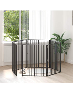 Cancello per cani 6 pcs Nero 80 x 100 cm Acciaio zincato