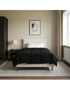 Duvet Invernale Trapuntato Nero 155 x 200 cm Microfibra