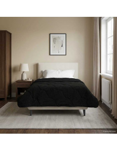 Duvet Invernale Nero 140 x 220 cm Microfibra e Fleece Teddy