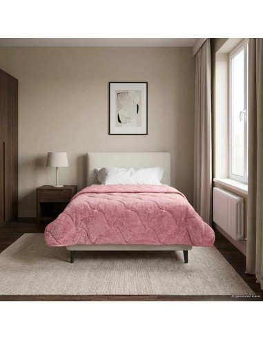 Duvet Invernale Rosa 140 x 220 cm Microfibra e Fleece Teddy