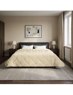 Duvet Invernale Crema 200 x 220 cm Microfibra e Fleece Teddy