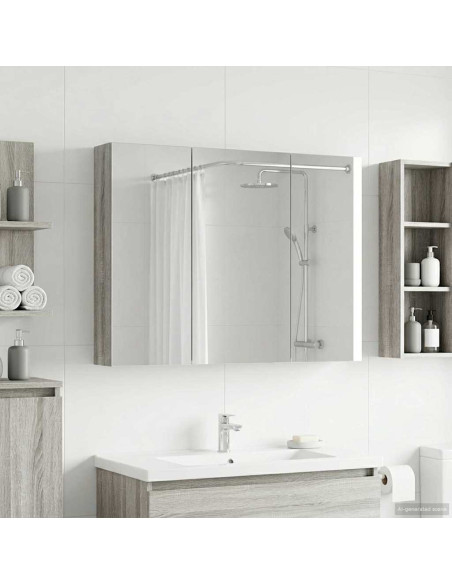 Mobiletto per specchio da bagno con lo scaffale Grigio Sonoma