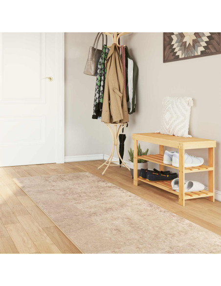 Runner Tappeto MARSA Beige 80 x 250 cm Poliestere e PVC