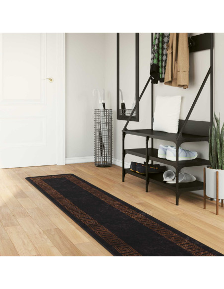 Runner Tappeto MARSA Nero 50 x 250 cm Poliestere e PVC