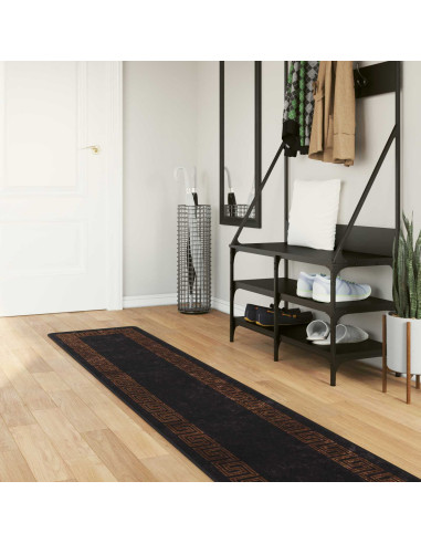 Runner Tappeto MARSA Nero 50 x 350 cm Poliestere e PVC