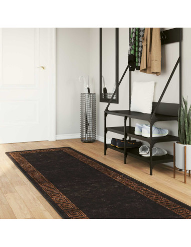 Runner Tappeto MARSA Nero 100 x 400 cm Poliestere e PVC