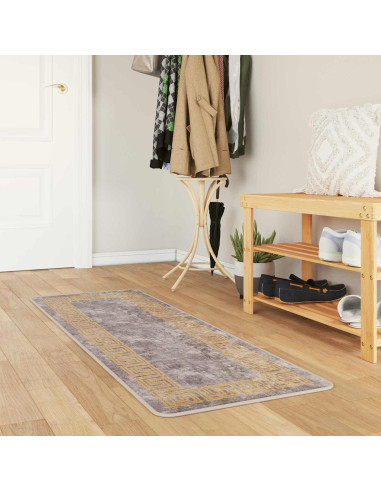 Runner Tappeto MARSA Grigio 50 x 150 cm Poliestere e PVC