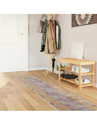 Runner Tappeto MARSA Grigio 50 x 350 cm Poliestere e PVC