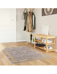 Runner Tappeto MARSA Grigio 80 x 100 cm Poliestere e PVC