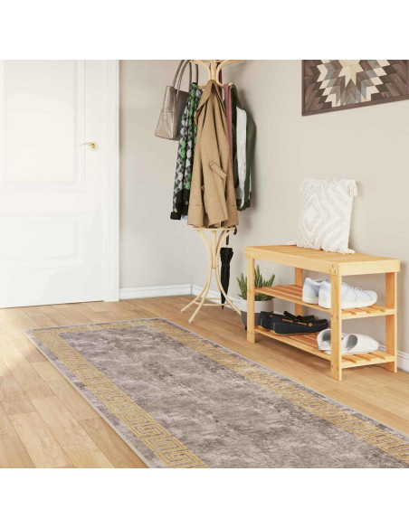 Runner Tappeto MARSA Grigio 80 x 400 cm Poliestere e PVC