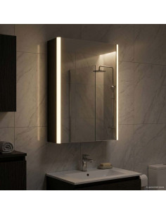 Mobiletto per specchio da bagno Rovere Nero 33 x 11,5 x 50 cm