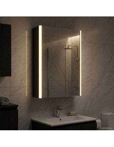 Mobiletto per specchio da bagno Rovere Nero 33 x 11,5 x 50 cm