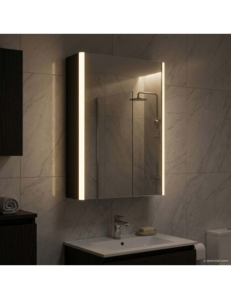 Mobiletto per specchio da bagno Rovere Nero 33 x 11,5 x 50 cm