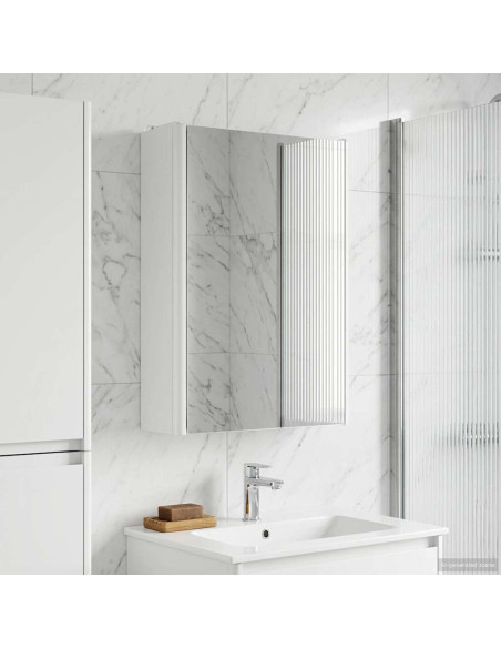 Mobiletto per specchio da bagno Bianco 33 x 11,5 x 50 cm