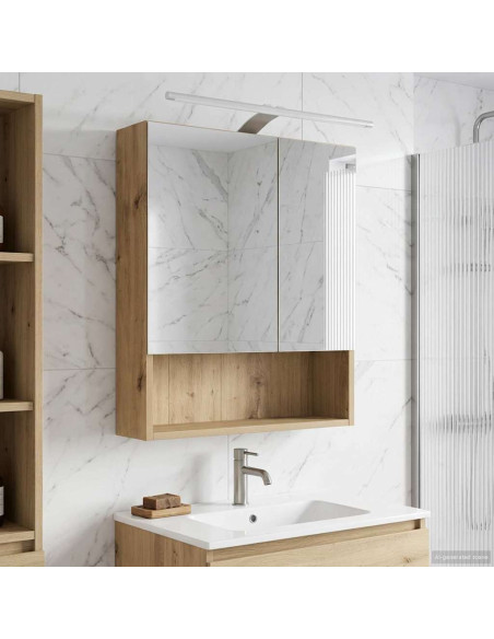 Mobiletto per specchio da bagno con porta Rovere Artigianale