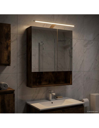 Mobiletto per specchio da bagno Rovere fumé 50 x 14,5 x 70 cm