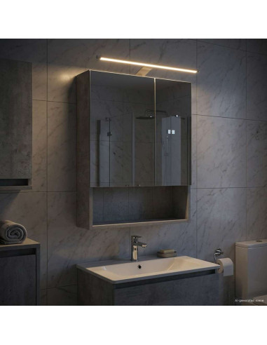 Mobiletto per specchio da bagno con lo scaffale Grigio cemento