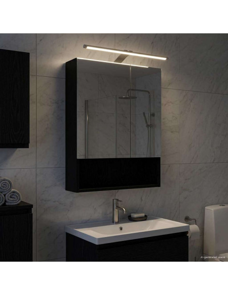 Mobiletto per specchio da bagno Rovere Nero 50 x 14,5 x 70 cm