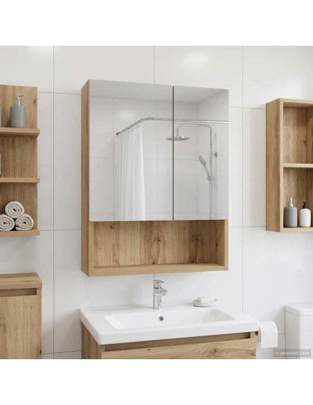 Mobiletto per specchio da bagno con porta Rovere Artigianale