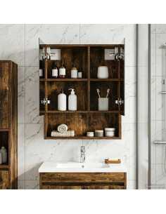 Mobiletto per specchio da bagno Rovere fumé 50 x 14,5 x 70 cm