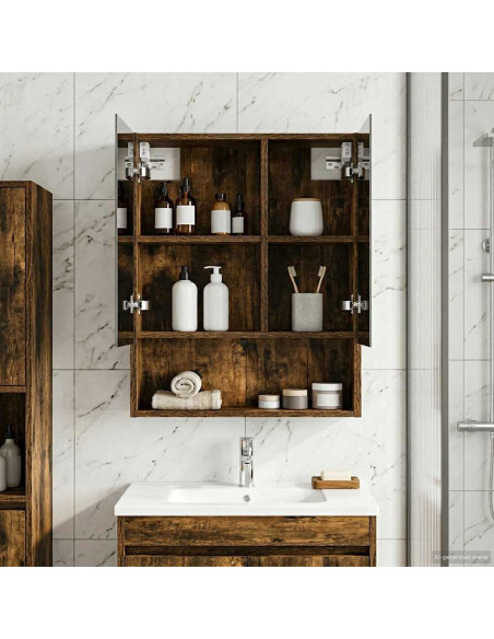 Mobiletto per specchio da bagno Rovere fumé 50 x 14,5 x 70 cm