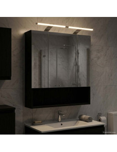 Mobiletto per specchio da bagno Rovere Nero 60 x 14.5 x 70 cm