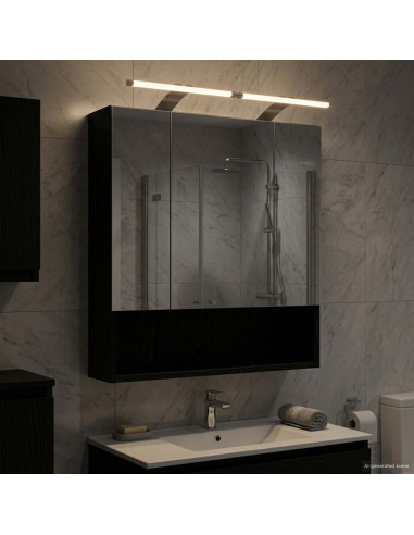 Mobiletto per specchio da bagno Rovere Nero 60 x 14.5 x 70 cm