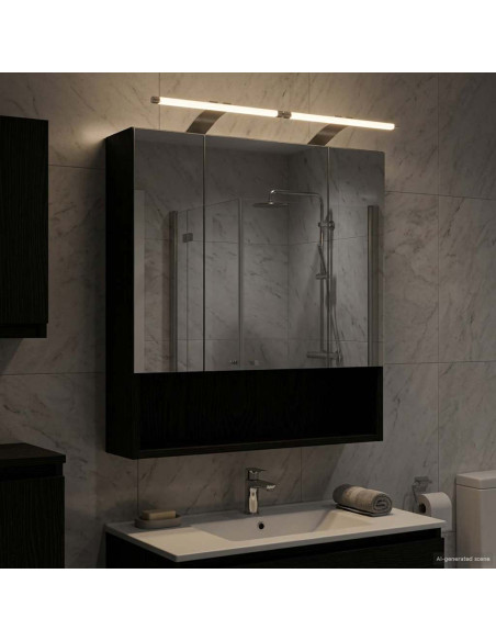 Mobiletto per specchio da bagno Rovere Nero 60 x 14.5 x 70 cm