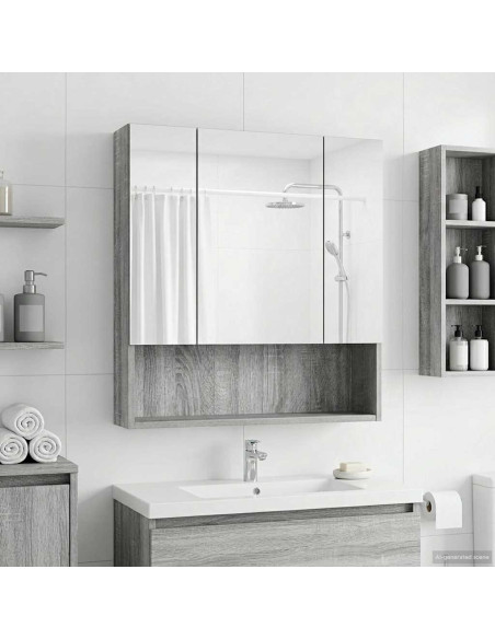 Mobiletto per specchio da bagno Grigio Sonoma 60 x 14.5 x 70 cm