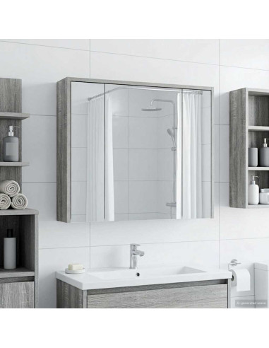 Mobiletto per specchio da bagno Grigio Sonoma