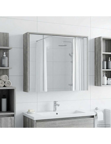 Mobiletto per specchio da bagno Grigio Sonoma