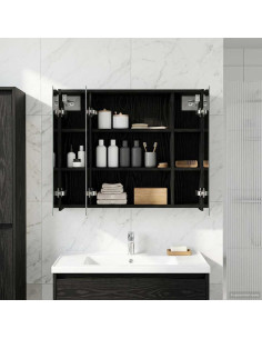 Mobiletto per specchio da bagno Rovere Nero 73,5 x 16 x 62,5 cm