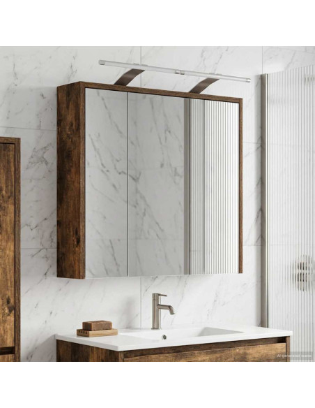 Mobiletto per specchio da bagno Rovere fumé 63,5 x 16 x 62,5 cm