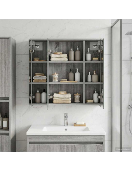 Mobiletto per specchio da bagno Grigio Sonoma