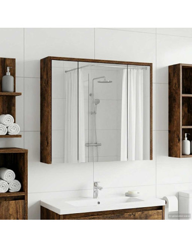 Mobiletto per specchio da bagno Rovere fumé 63,5 x 16 x 62,5 cm