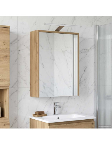 Mobiletto per specchio da bagno con porta Rovere Artigianale