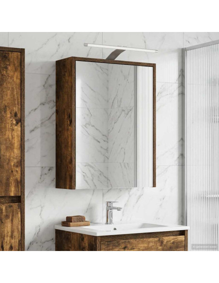 Mobiletto per specchio da bagno Rovere fumé 43 x 16 x 62.5 cm