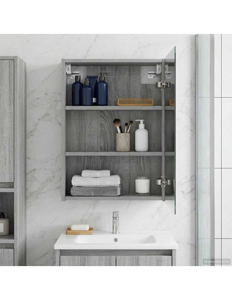 Mobiletto per specchio da bagno Grigio Sonoma 43 x 16 x 62.5 cm
