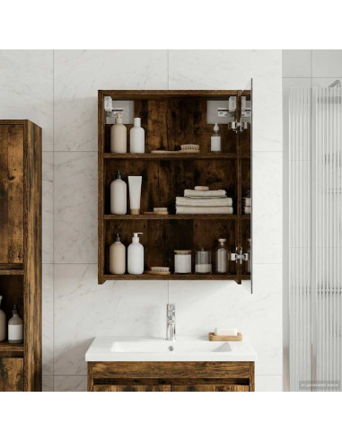 Mobiletto per specchio da bagno Rovere fumé 43 x 16 x 62.5 cm