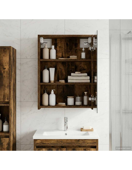 Mobiletto per specchio da bagno Rovere fumé 43 x 16 x 62.5 cm