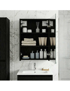 Mobiletto per specchio da bagno Rovere Nero 43 x 16 x 62.5 cm