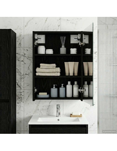 Mobiletto per specchio da bagno Rovere Nero 43 x 16 x 62.5 cm