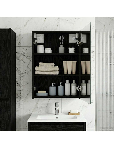 Mobiletto per specchio da bagno Rovere Nero 43 x 16 x 62.5 cm