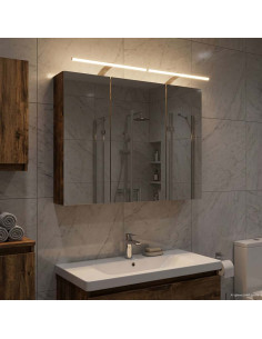 Mobiletto per specchio da bagno Rovere fumé 100 x 14,5 x 70 cm