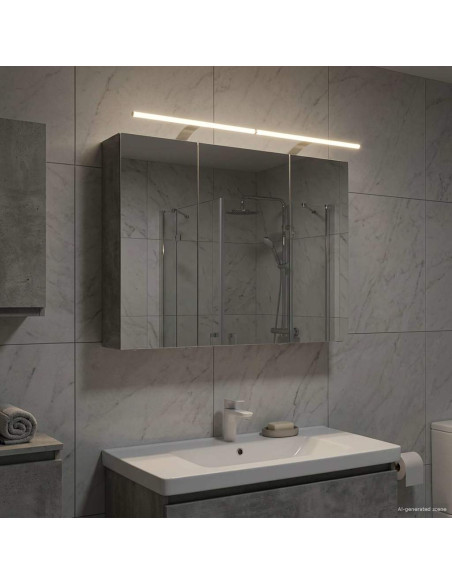 Mobiletto per specchio da bagno con lo scaffale Grigio cemento