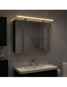 Mobiletto per specchio da bagno Rovere Nero 100 x 14,5 x 70 cm