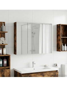 Mobiletto per specchio da bagno Rovere fumé 100 x 14,5 x 70 cm